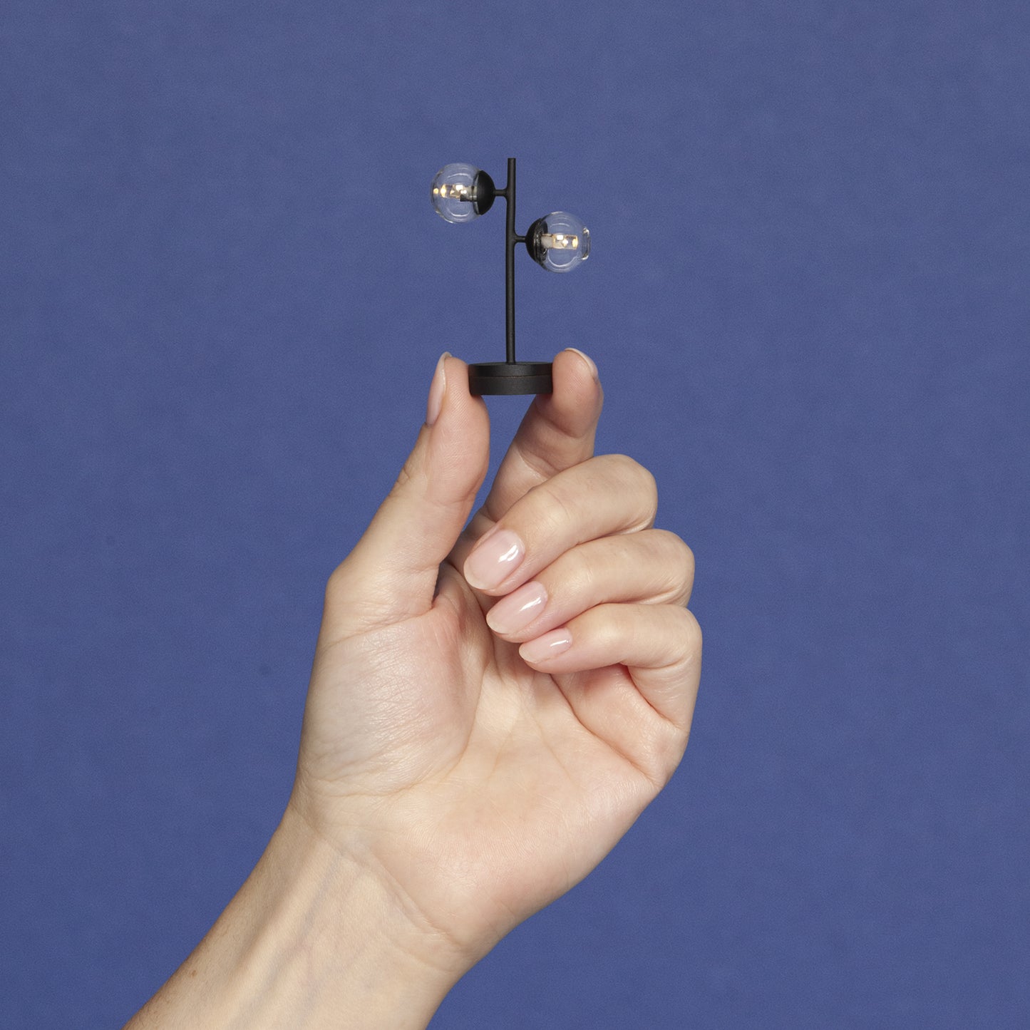 1/12 Scale Miniature Black Two Bulb Ceiling & Table Lamp
